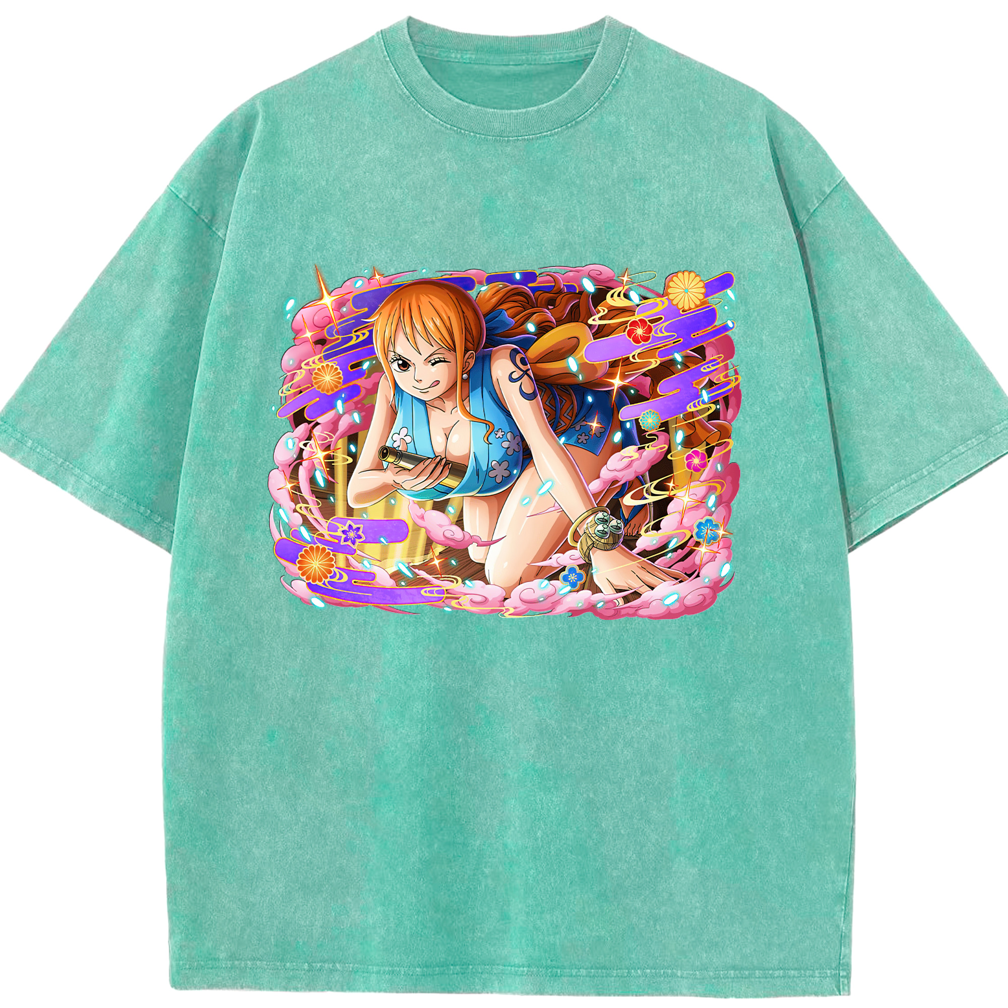 ワンピース ナミ ONE PIECE Nami 綿100% ヴィンテージ風 半袖Tシャツ（フロントプリント）